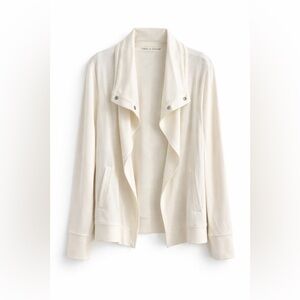 Travel Ready Cable & Gauge Ivory Draped Snap Cardigan
